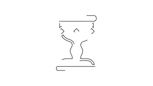 Black Line Medieval Goblet Icon Isolated White Background Video Motion — Stock Video