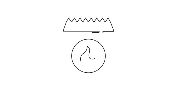 黑线Barbecue煤袋图标孤立在白色背景 4K视频运动图形动画 — 图库视频影像