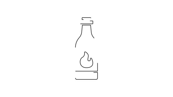 黑线Tabasco酱油图标孤立在白色背景 辣椒辣椒辣椒酱 4K视频运动图形动画 — 图库视频影像