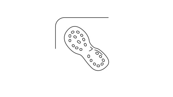 黑线人类脚印鞋图标孤立在白色背景 4K视频运动图形动画 — 图库视频影像