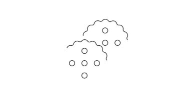 Beyaz arka planda izole edilmiş siyah çizgi Cookie veya çikolata ikonlu bisküvi. 4K Video hareketli grafik canlandırması.