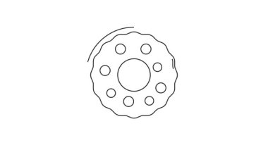 Siyah çizgili donut beyaz arka planda izole edilmiş tatlı jöleli ikon. 4K Video hareketli grafik canlandırması.