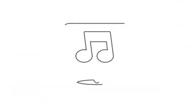 Siyah çizgi müzik notası, ton simgesi beyaz arkaplanda izole edilmiş. 4K Video hareketli grafik canlandırması.
