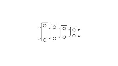 Siyah çizgi ksilofon - 13 tahta çubuklu müzik aleti ve beyaz arka planda izole edilmiş iki perküsyon tokmağı. 4K Video hareketli grafik canlandırması.