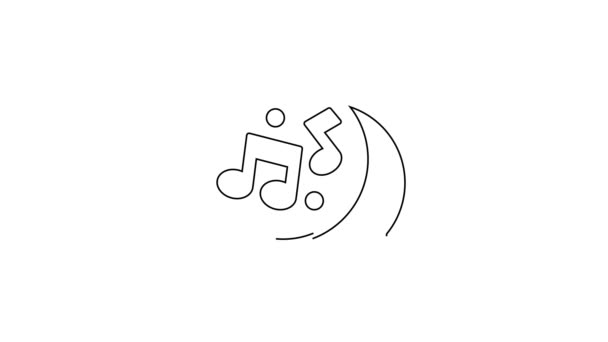 Czarna Linia Muzyka Dźwięk Ikony Izolowane Białym Tle Animacja Graficzna — Wideo stockowe