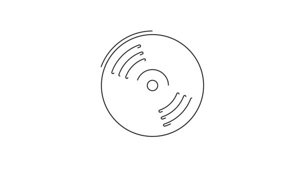 Μαύρη Γραμμή Vinyl Disk Εικονίδιο Απομονωμένο Λευκό Φόντο Γραφική Κίνηση — Αρχείο Βίντεο