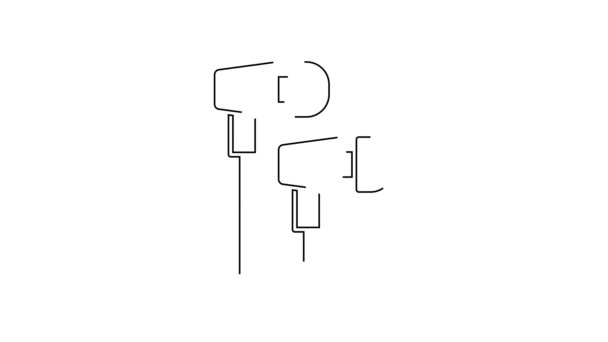 Zwarte Lijn Air Hoofdtelefoon Pictogram Geïsoleerd Witte Achtergrond Houder Draadloos — Stockvideo