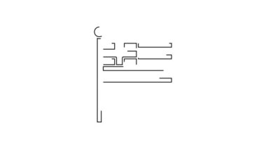 Siyah çizgi Yunanistan ulusal bayrak simgesi beyaz arkaplanda izole edildi. 4K Video hareketli grafik canlandırması.