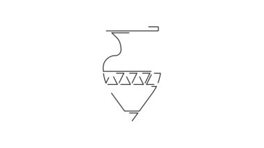Siyah çizgi Kadim amfora simgesi beyaz arkaplanda izole edildi. 4K Video hareketli grafik canlandırması.
