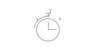 Siyah çizgi Stopwatch simgesi beyaz arkaplanda izole edildi. Zaman göstergesi. Kronometre işareti. 4K Video hareketli grafik canlandırması.