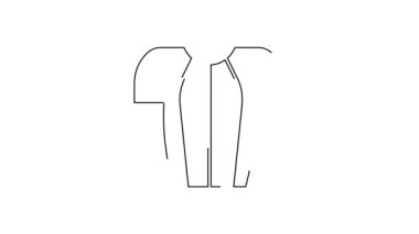 Beyaz arkaplanda siyah çizgi bisiklet tişörtü simgesi izole edildi. Bisiklet forması. Bisiklet giysisi. 4K Video hareketli grafik canlandırması.