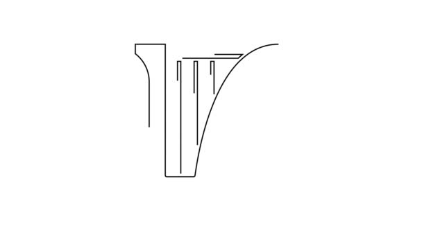 Czarna Linia Ikona Harfy Izolowana Białym Tle Klasyczny Instrument Muzyczny — Wideo stockowe