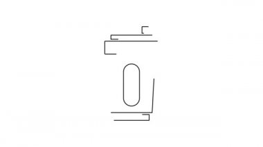 Beyaz arka planda su ikonu olan siyah çizgi spor şişesi. 4K Video hareketli grafik canlandırması.