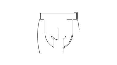 Siyah çizgili bisiklet şortu simgesi beyaz arkaplanda izole edildi. 4K Video hareketli grafik canlandırması.