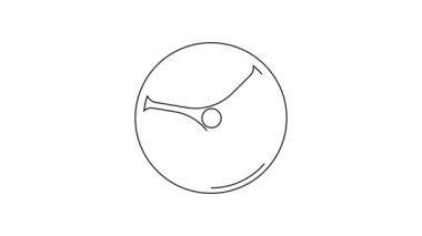 Siyah çizgi bisiklet tekeri simgesi beyaz arkaplanda izole edildi. Bisiklet yarışı. Olağanüstü bir spor. Spor malzemeleri. 4K Video hareketli grafik canlandırması.