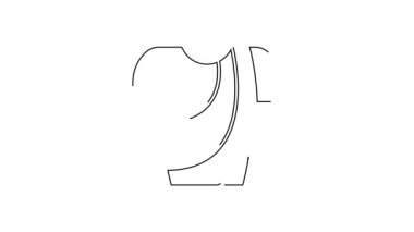 Beyaz arkaplanda siyah çizgi bisiklet tişörtü simgesi izole edildi. Bisiklet forması. Bisiklet giysisi. 4K Video hareketli grafik canlandırması.