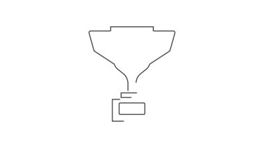 Beyaz arka planda izole edilmiş bisiklet ikonu olan siyah çizgi ödül kupası. Galibiyet ödülü sembolü. Şampiyonluk ya da yarışma kupası. Spor başarısı. 4K Video hareketli grafik canlandırması.