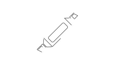 Beyaz arkaplanda siyah çizgi kalem simgesi izole edildi. 4K Video hareketli grafik canlandırması.