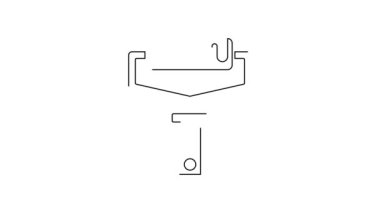 Beyaz arkaplanda siyah çizgi boyalı fırça ikonu izole edildi. 4K Video hareketli grafik canlandırması.