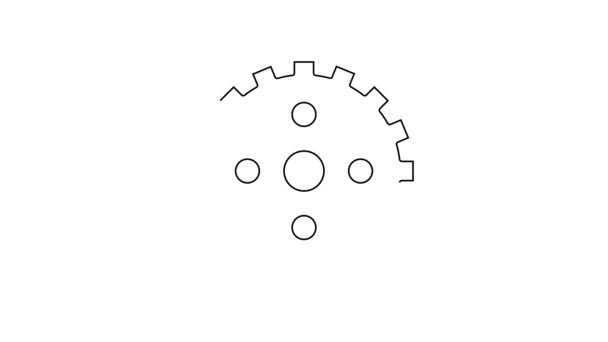 Black Line Bicycle Sprocket Crank Icon Isolated White Background Video — Stock Video