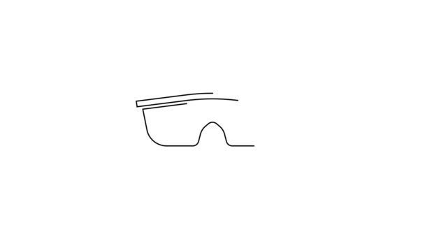 Czarna Linia Sport Rowerowych Okularów Przeciwsłonecznych Ikona Izolowane Białym Tle — Wideo stockowe