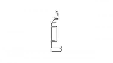 Beyaz arkaplanda siyah çizgi kalem simgesi izole edildi. 4K Video hareketli grafik canlandırması.