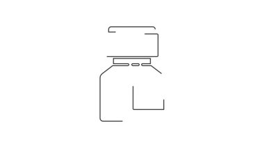 Siyah çizgi boya, guaj, kavanoz, beyaz arka planda izole edilmiş boya ikonu. 4K Video hareketli grafik canlandırması.