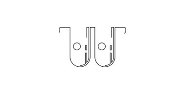 Beyaz arkaplanda siyah çizgi kalem açacağı simgesi izole edildi. 4K Video hareketli grafik canlandırması.