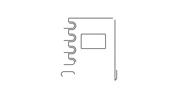 Ligne Noire Icône Notebook Isolé Sur Fond Blanc Icône Bloc — Video