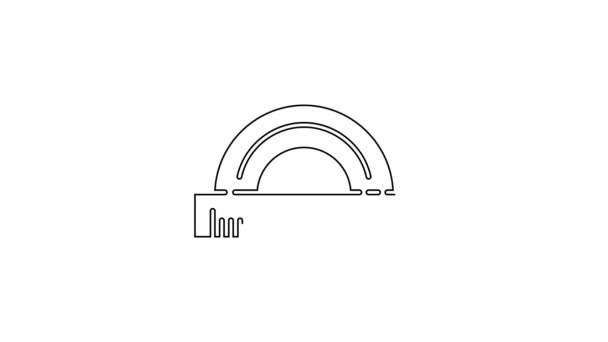 Черная Линия Protractor Сетки Измерения Градусов Значок Изолирован Белом Фоне — стоковое видео