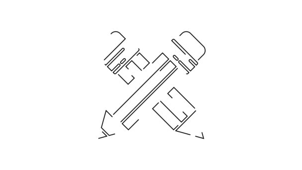 Czarna Linia Krzyżowany Ołówek Ikoną Gumki Izolowane Białym Tle Narzędzia — Wideo stockowe