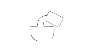 Siyah çizgi tencere simgesi beyaz arkaplanda izole edildi. Ot pişiriyorum. Haşlama ya da güveç besin sembolü. 4K Video hareketli grafik canlandırması .