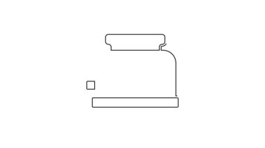 Siyah çizgi tost makinesi simgesi beyaz arkaplanda izole edildi. 4K Video hareketli grafik canlandırması .