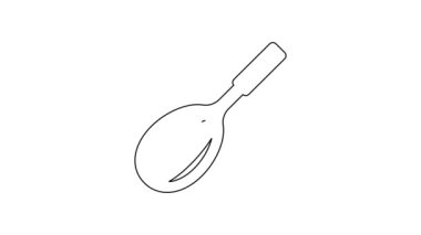 Siyah çizgi Mutfak çırpma simgesi beyaz arkaplanda izole edildi. Mutfak aletleri, yumurta çırpıcı. Çatal bıçak seti. Yemek karışımı sembolü. 4K Video hareketli grafik canlandırması .