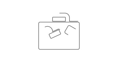 Seyahat simgesi için siyah bavul beyaz arkaplanda izole edildi. Seyahat bagaj tabelası. Seyahat bagaj ikonu. 4K Video hareketli grafik canlandırması .