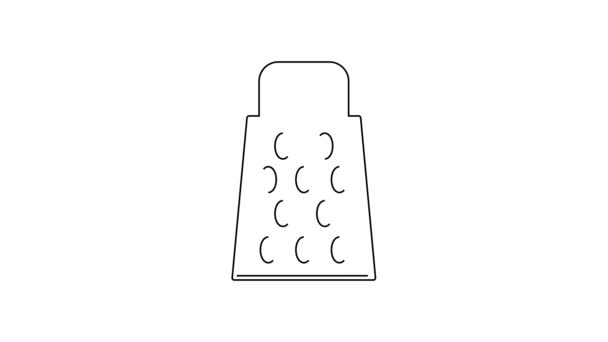 Black Line Grater Icon Isolated White Background Kitchen Symbol Cooking — Stock Video