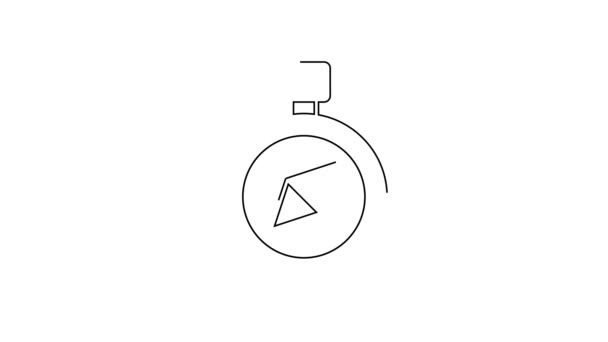 Svart Linje Kompass Ikon Isolerad Vit Bakgrund Windrose Navigeringssymbol Vindrosa — Stockvideo