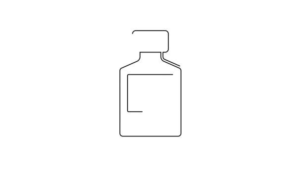 Svart Linje Whiskey Flaska Ikon Isolerad Vit Bakgrund Video Motion — Stockvideo