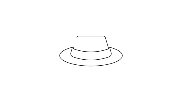 黑线帽 带图标 白色背景隔离 4K视频运动图形动画 — 图库视频影像