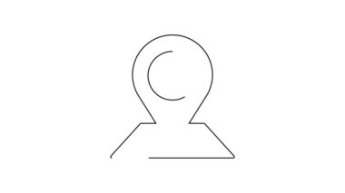 Siyah çizgi konum simgesi beyaz arkaplanda izole edildi. Dünya ya da Dünya işareti. 4K Video hareketli grafik canlandırması .