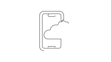 Siyah çizgi hava tahmini simgesi beyaz arkaplanda izole edildi. 4K Video hareketli grafik canlandırması .