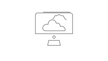 Siyah çizgi hava tahmini simgesi beyaz arkaplanda izole edildi. 4K Video hareketli grafik canlandırması .