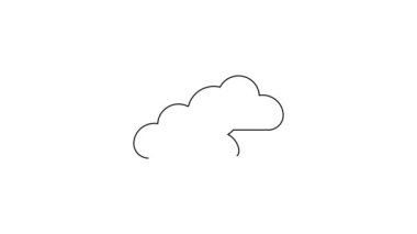 Siyah çizgi güneşi ve bulutlu hava durumu ikonu beyaz arkaplanda izole edildi. 4K Video hareketli grafik canlandırması .