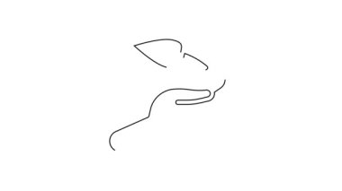 Beyaz arka planda izole edilmiş siyah çizgi filizi çevre koruma ikonu. Tohum ve tohum. Fidan dikiyorum. Ekoloji konsepti. 4K Video hareketli grafik canlandırması .