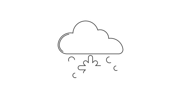 黑线云 雪象隔离在白色背景上 有雪花的云彩 单日图标 Snowing标志 4K视频运动图形动画 — 图库视频影像