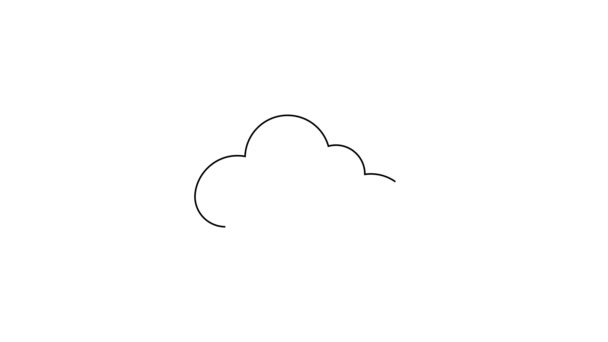 Ligne Noire Icône Cloud Isolée Sur Fond Blanc Animation Graphique — Video