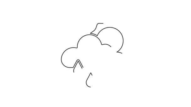 黑线云与雨和太阳图标隔离在白色背景 雨云降水与雨滴 4K视频运动图形动画 — 图库视频影像