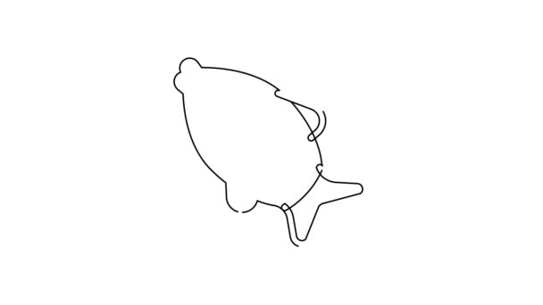Černá Čára Ikona Mrtvé Ryby Izolované Bílém Pozadí Grafická Animace — Stock video