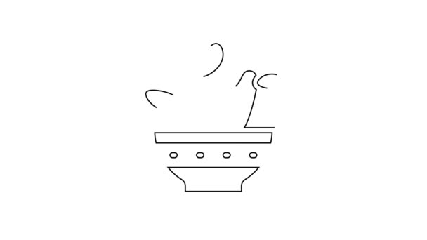 黒い線白い背景に隔離されたポットアイコンのサボテンのペヨーテ 鉢の中で植物が成長する 鉢植えの看板 4Kビデオモーショングラフィックアニメーション — ストック動画