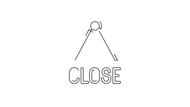 黑线悬挂符号与文字关闭图标隔离在白色背景 咖啡店或餐馆的商业主题 4K视频运动图形动画 — 图库视频影像